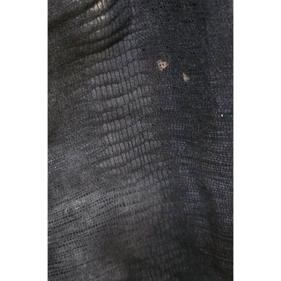 Hamnett Black Faux Leather Cropped Jacket W Zipper Details Textured Pattern VTG - Picture 5 of 15